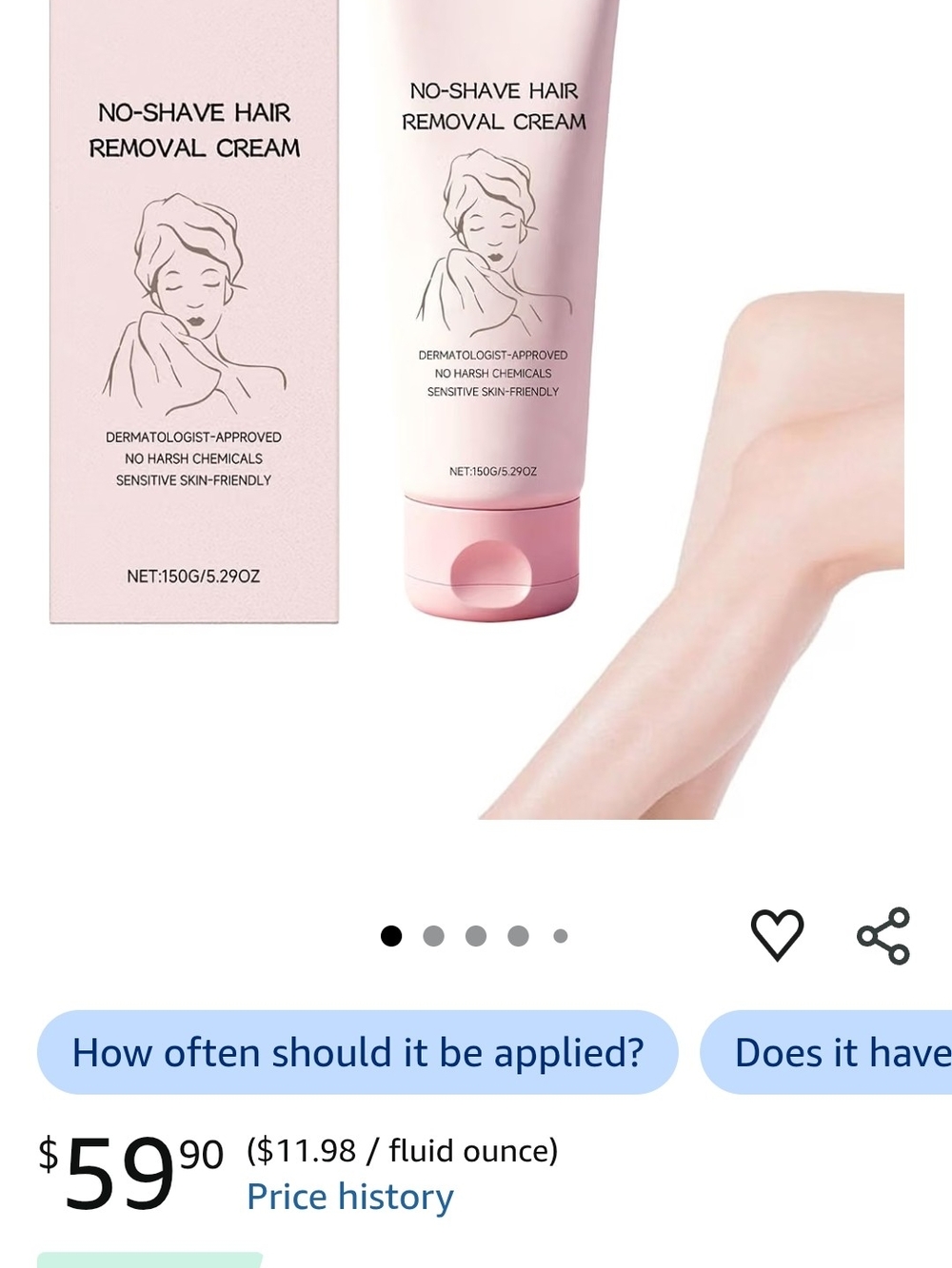 No-Shave Hair Removal Cream for Women - Pink